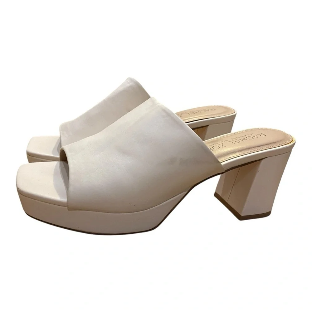 RACHEL ZOE Rachel Zoe ivory Mika white Leather Block Heel Mules women’s size 9